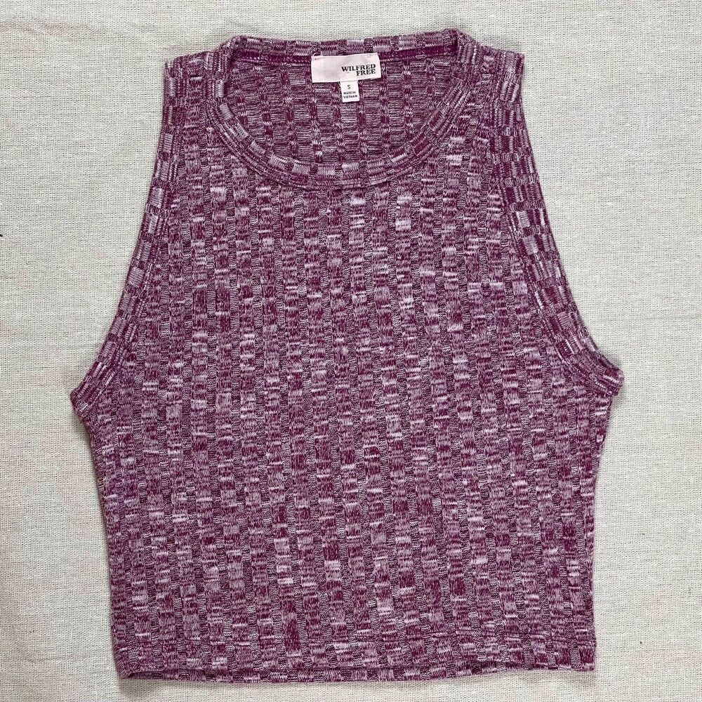 Wilfred Free - Aritzia | Marled Purple Sleeveless Cropped Ribbed Tank | Small
